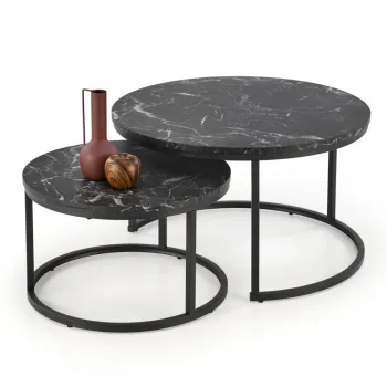 Set 2 mese de cafea Java marmura neagra/negru imagine