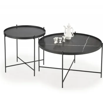 Set 2 mese de cafea Julieta marmura neagra/negru imagine