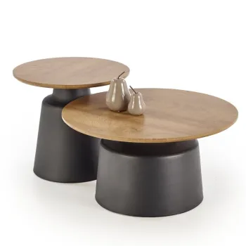 Set 2 mese de cafea Malomi natur/negru imagine