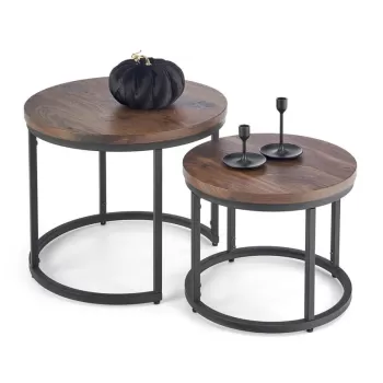 Set 2 mese de cafea Oreo nuc - d43-53 x h35-45 cm imagine