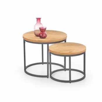 Set 2 mese de cafea Oreo stejar auriu - d43-53xh35-45 cm imagine