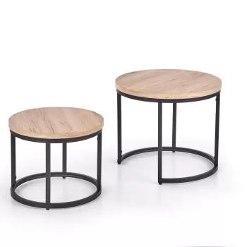 Set 2 mese de cafea Oreo stejar san remo - d 43-53 x h 35-45 cm imagine