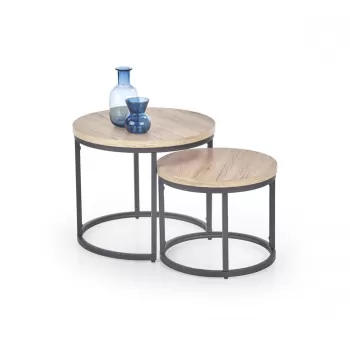 Set 2 mese de cafea Oreo stejar san remo - d 43-53 x h 35-45 cm imagine