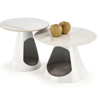 Set 2 mese de cafea Osario marmura alba/alb imagine