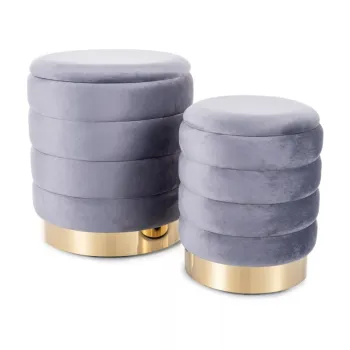 Set 2 tabureti Britta velvet gri Tap.252 imagine