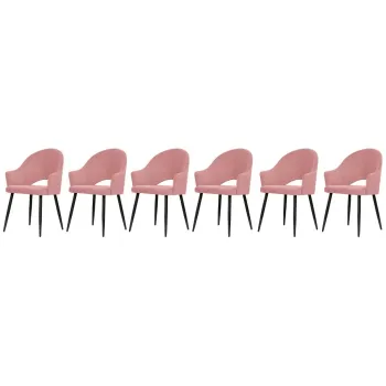 Set 6 scaune Goda velvet roz Blu52/negru imagine