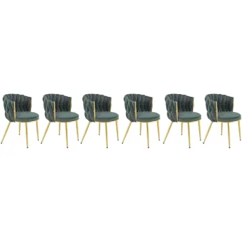 Set 6 scaune K517 velvet verde/auriu imagine