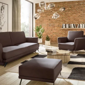 Set canapea extensibila Megis + fotoliu + taburet Softis 66 imagine