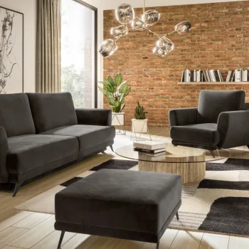 Set canapea extensibila Megis + fotoliu + taburet Velvetmat 10 imagine