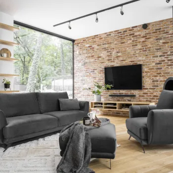 Set canapea extensibila Megis + fotoliu + taburet Velvetmat 6 imagine