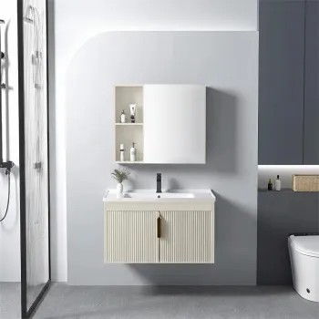 Set de mobilier de baie cu lavoar Astor 60 cm Beige imagine