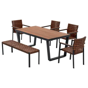 Set masa + 4 scaune + bancuta Texas imagine