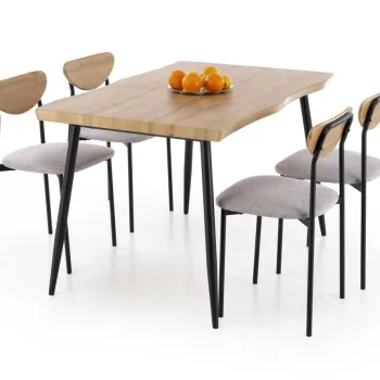 Set masa + 4 scaune Dicky natur/negru/gri imagine