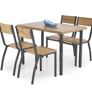 Set masa + 4 scaune Milton natur/negru imagine