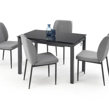 Set masa extensibila + 4 scaune Jasper gri/negru imagine