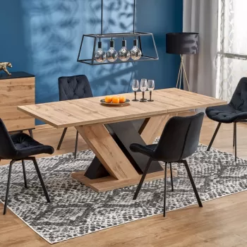 Set masa extensibila Brandon L160-200 cm + 4 scaune K519 velvet negru imagine