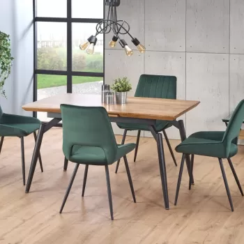 Set masa extensibila Cambell L140-180 + 4 scaune K404 velvet verde imagine