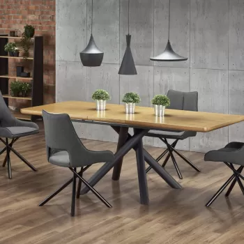 Set masa extensibila Derrick L160-200 cm + 4 scaune K409 gri imagine