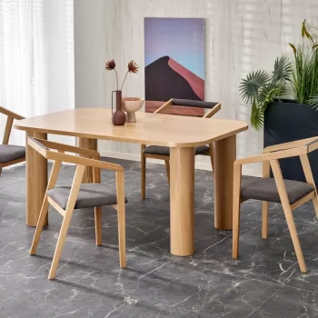 Set masa extensibila Elefante L160-240 cm + 4 scaune Azul 2 stejar natural/gri catifea imagine