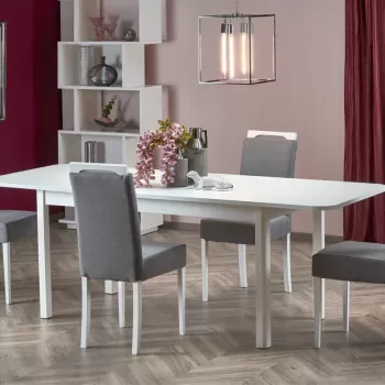 Set masa extensibila Florian alb/alb L160-228 cm + 4 scaune Clarion gri/alb Inari91 imagine