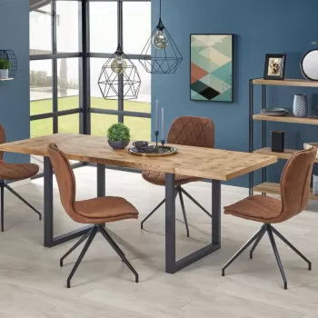 Set masa extensibila Horus L126-206 cm + 4 scaune K237 maro imagine