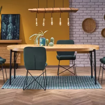 Set masa extensibila Inferno L100-300 cm + 6 scaune K458 velvet verde imagine