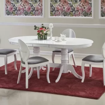 Set masa extensibila Joseph L150-190 cm + 4 scaune Verdi gri/alb imagine