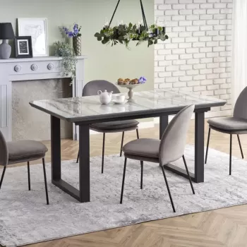 Set masa extensibila Marley 160-200 cm + 4 scaune K443 velvet gri imagine