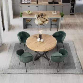 Set masa extensibila Mercy L120-160 cm + 4 scaune K430 verde/negru imagine