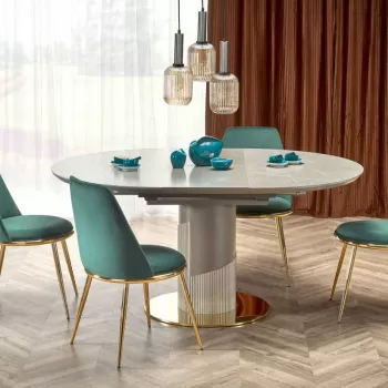 Set masa extensibila Muscat + 4 scaune K460 verde/auriu imagine