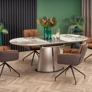 Set masa extensibila Robinson + 4 scaune K523 maro/maro inchis imagine