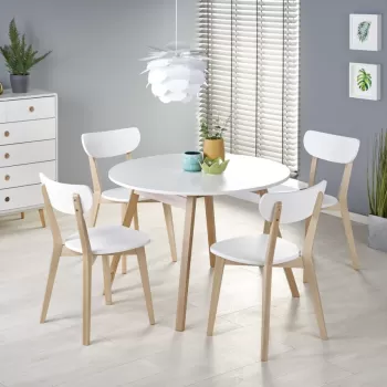 Set masa extensibila Ruben L102-142 cm + 4 scaune Buggi alb/natur imagine