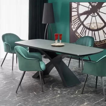 Set masa extensibila Silvestro L180-220 cm + 4 scaune K468 velvet verde imagine