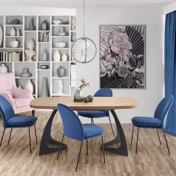 Set masa extensibila Veldon L160-200 cm + 4 scaune K443 velvet bleumarin imagine