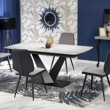 Set masa extensibila Vinston 180-230 cm + 4 scaune K424 gri/negru imagine