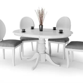 Set masa extensibila William L90-124 cm + 4 scaune Verdi gri/alb imagine