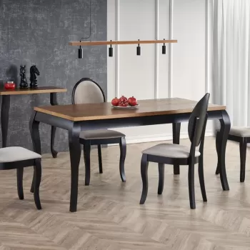 Set masa extensibila Windsor L160-240 cm + 6 scaune Velo bej/negru imagine