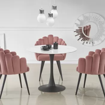 Set masa rotunda Ambrosio + 3 scaune K410 roz/negru imagine