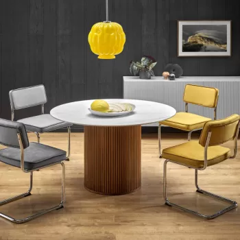 Set masa rotunda Bruno + 2 scaune K510 gri + 2 scaune K510 mustariu imagine