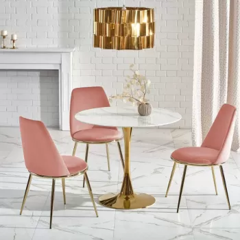 Set masa rotunda Casemiro + 3 scaune K460 roz/auriu imagine