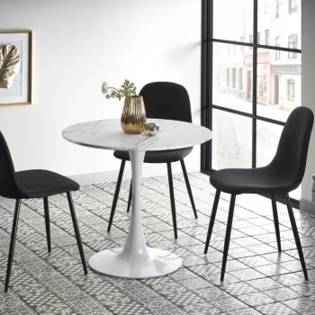 Set masa rotunda Denver + 3 scaune K449 negru imagine
