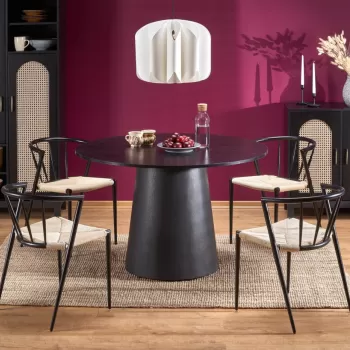 Set masa rotunda Ginter neagra + 4 scaune impletite cu sfoara K515 imagine