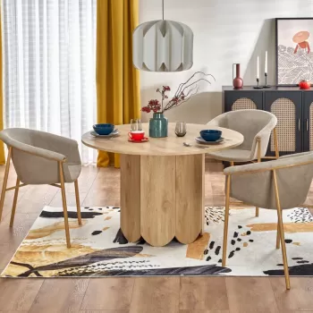 Set masa rotunda Hugo + 4 scaune K489 bej/auriu imagine