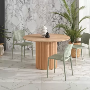 Set masa rotunda Lopez + 4 scaune din plastic K514 menta imagine