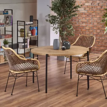 Set masa rotunda Morgan o120 cm + 3 scaune K336 ratan natural imagine
