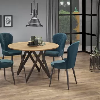 Set masa rotunda Mozambik o120 cm + 4 scaune K366 verde inchis imagine