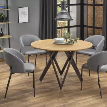 Set masa rotunda Mozambik o120 cm + 4 scaune K373 gri imagine