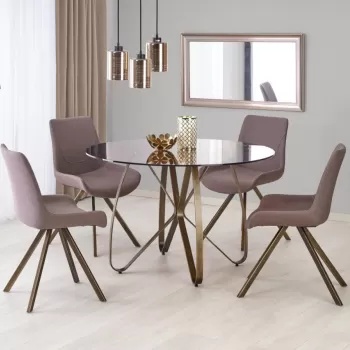 Set masa rotunda sticla si metal Lungo + 4 scaune K290 imagine