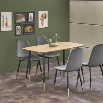 Set masa Tripolis L120 cm + 4 scaune K379 gri/negru imagine