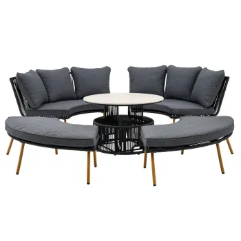 Set masuta + 2 fotolii + 2 tabureti Holand 2W1 antracit imagine